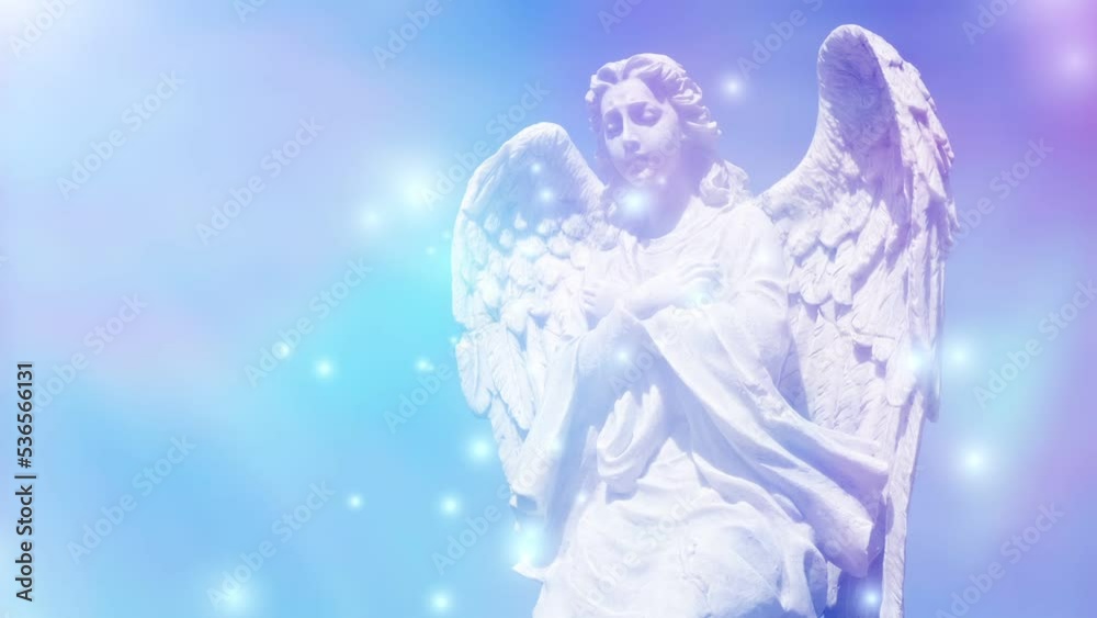 beautiful angel archangel with falling snow or stars or lights like spiritual mystical mystic religion and peace concept beautiful angel archangel with falling snow or stars or lights like spiritual mystical mystic religion and peace concept