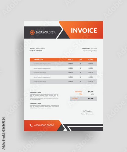 creative liquidity business invoice design template, Bill form business invoice accounting