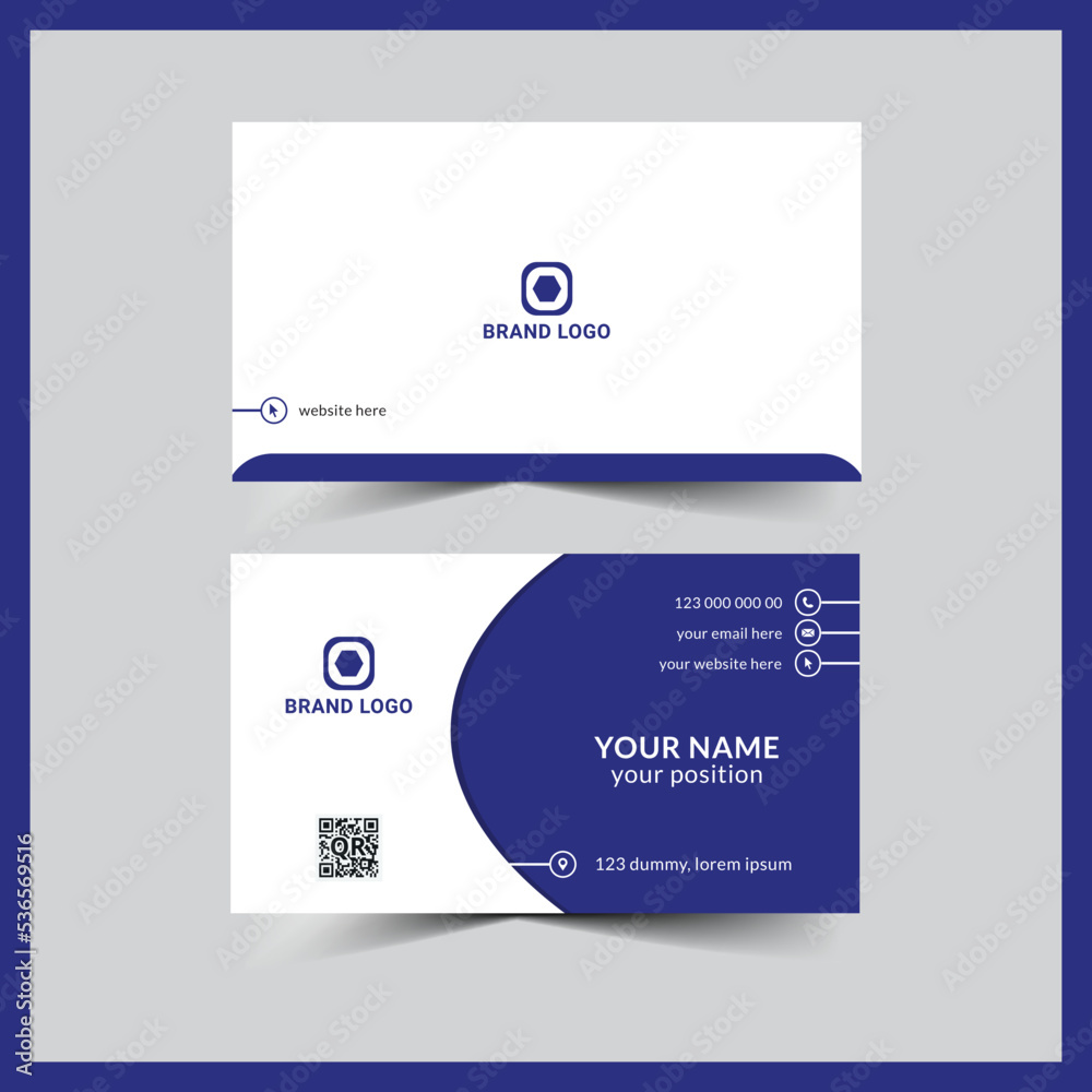 modern clean and minimal blue color business card template