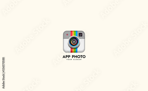 Camera lens colorful apps design. Logo template photography studio, photographer, photo image icon vector illustration
