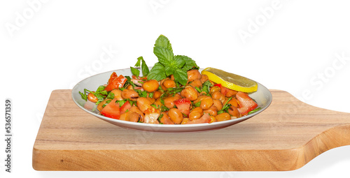 Fava Beans salad with tomatoes, parsley, lemon, and mint 
