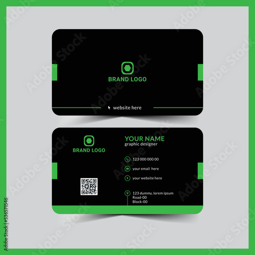 black and green minimal business card design template