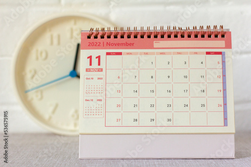 Hello November 2022.Desktop calendar for planning and managing each date.