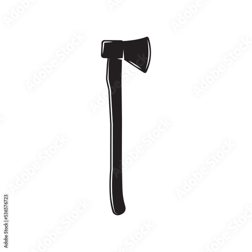 Vintage carpentry woodword mechanic axe. Can be used like emblem, logo, badge, label. mark, poster or print. Monochrome Graphic Art. Vector