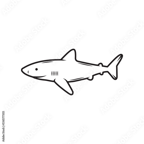 Vintage retro surfing shark. Can be used like emblem  logo  badge  label. mark  poster or print. Monochrome Graphic Art. Vector