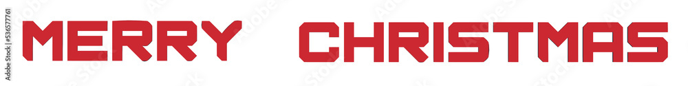 Obraz premium Long Christmas Banner - 3D Merry Christmas lettering in red color - 3D rendering