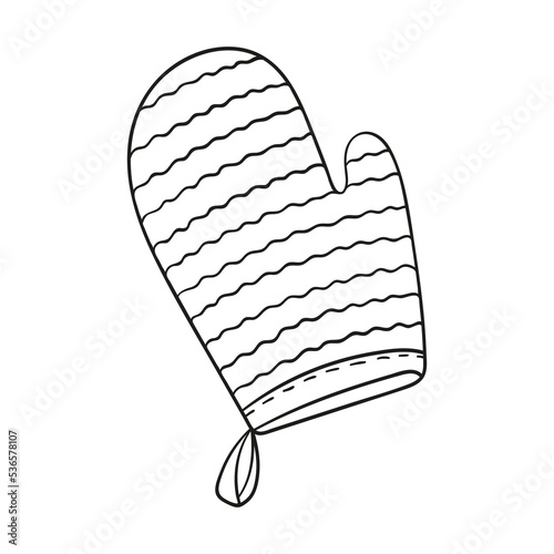 Doodle massage glove for the body, sauna and bathroom isolated on a white background. Hand drawn, simple outline illustration. It can be used for decoration of textile, paper.