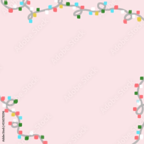 hand drawn crayon material bulb string pink background pattern frame © 11star
