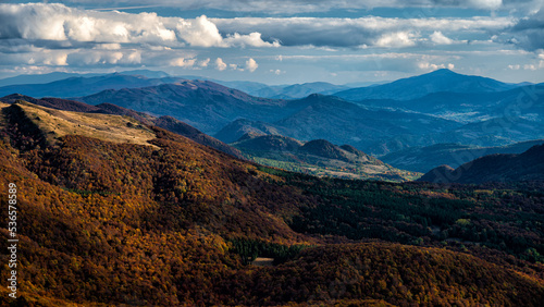 Fototapeta Naklejka Na Ścianę i Meble -  Colorful autumn mountain landscape, Bieszczady Mountains, Carpathians, Poland and Ukraine.