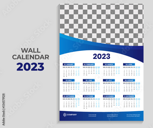 Clean wall calendar design 2023, 2023 calendar