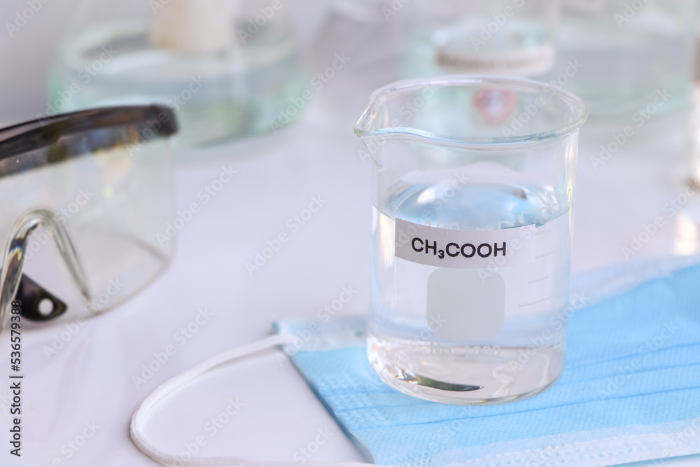 acetic acid in glass, chemical in the laboratory and industry acetic acid in glass, chemical in the laboratory and industry