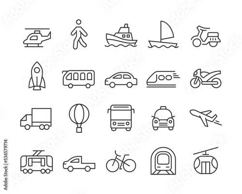 Transportation - Line Icons - Editable Stroke