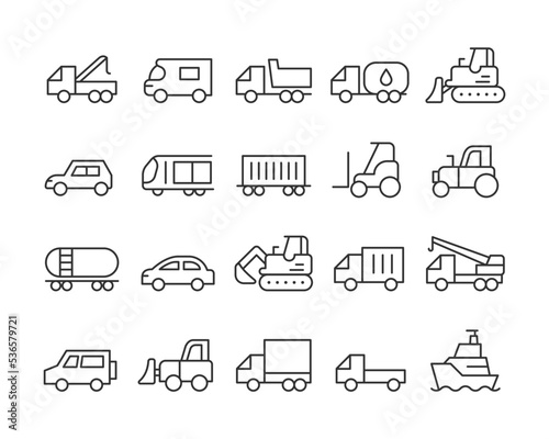 Transportation and Industry - Line Icons - Editable Stroke