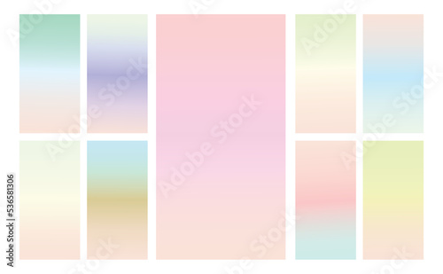 Set of multicolor Pastel gradient background. Soft pastel gradient background Template. Modern screen gradient for web 