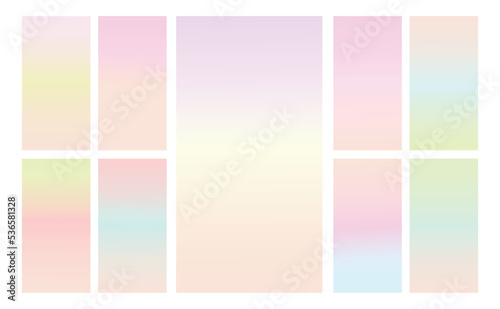 Set of multicolor Pastel gradient background. Soft pastel gradient background Template. Modern screen gradient for web 
