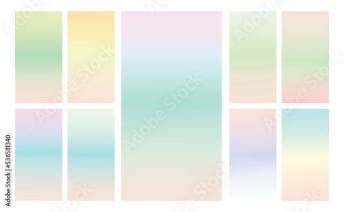 Set of multicolor Pastel gradient background. Soft pastel gradient background Template. Modern screen gradient for web 
