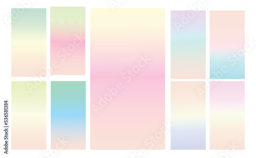 Set of multicolor Pastel gradient background. Soft pastel gradient background Template. Modern screen gradient for web 
