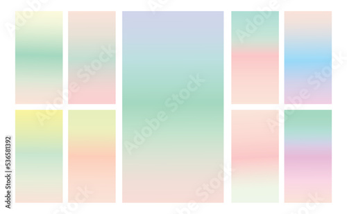 Set of multicolor Pastel gradient background. Soft pastel gradient background Template. Modern screen gradient for web 
