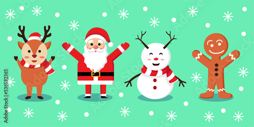 Hand drawn flat santa claus characters collection © MochRibut