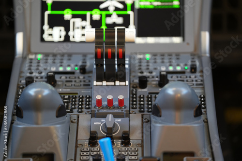 plane. details with the equipment on board an aircraft. inside the cockpit.