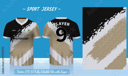 T-shirt sport template design for soccer jersey, football kit or basketball, badminton jersey. Sport uniform in front and back view. Sport shirt mock up for sport club. Vector Illustration.