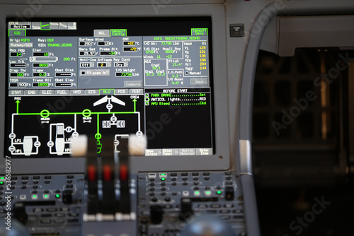 plane. details with the equipment on board an aircraft. inside the cockpit.