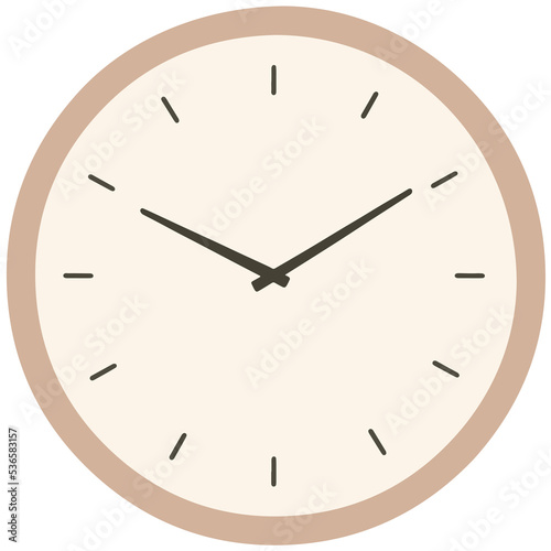 Brown Minimal Style Analog Wall Clock Illustration