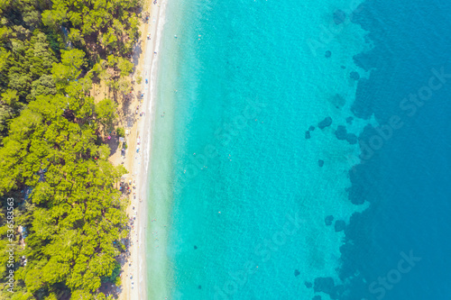 Bird eye aerial view of Aegean shores of Turkey.