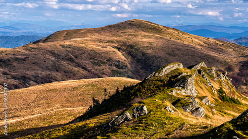 Fototapeta Naklejka Na Ścianę i Meble -  Colorful autumn mountain landscape, Bieszczady Mountains, Carpathians, Poland.