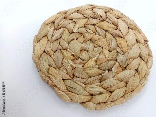 Handmade coaster isolated on white background