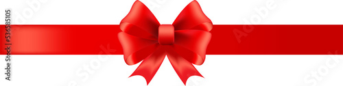 Vector Red bow with ribbon.
