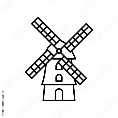 Traditional windmill icon in black outline style