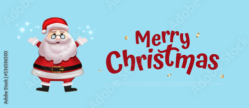 Merry christmas text design with character santa claus