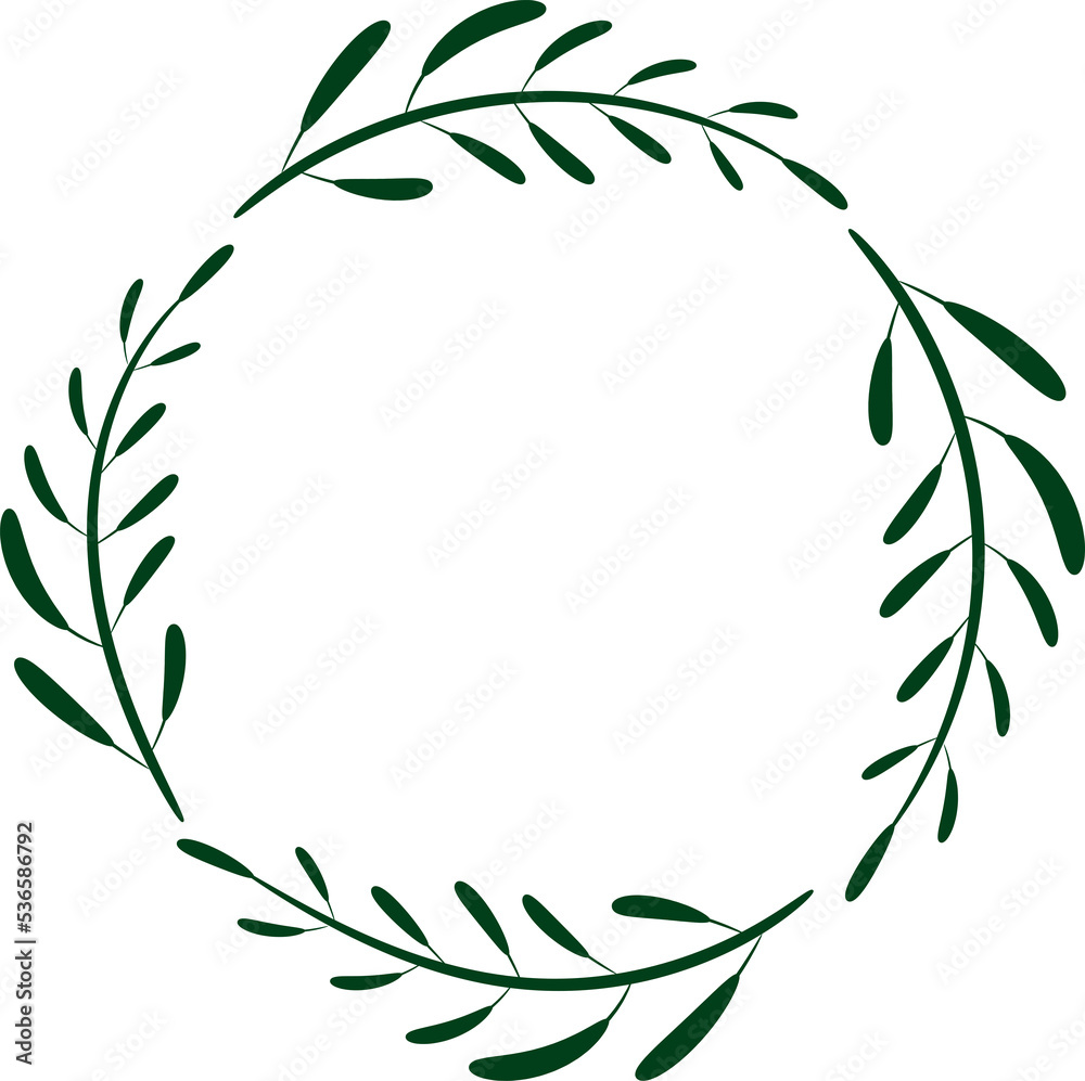 Round wreath of green twigs and leaves. Isolated png illustration ...