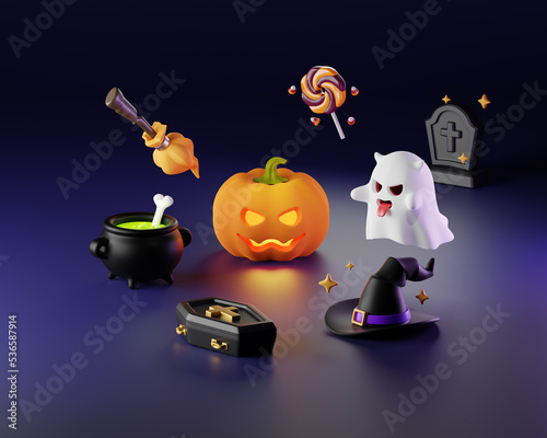 Halloween pumpkin and other related objects