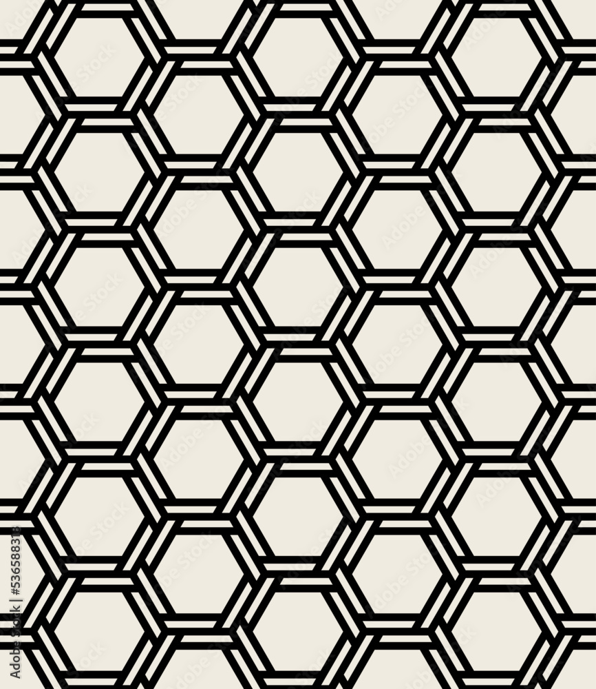 Seamless pattern with spiral curls. Vector repeating texture. Stylish background with linear twisted elements which form hexagons. Seamless pattern with spiral curls. Vector repeating texture. Stylish background with linear twisted elements which form hexagons.