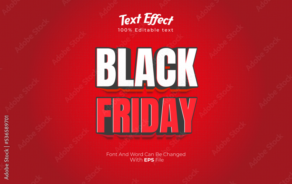Fototapeta premium editable 3d black friday text effect with red background 