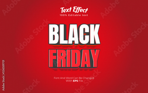 editable 3d black friday text effect with red background 