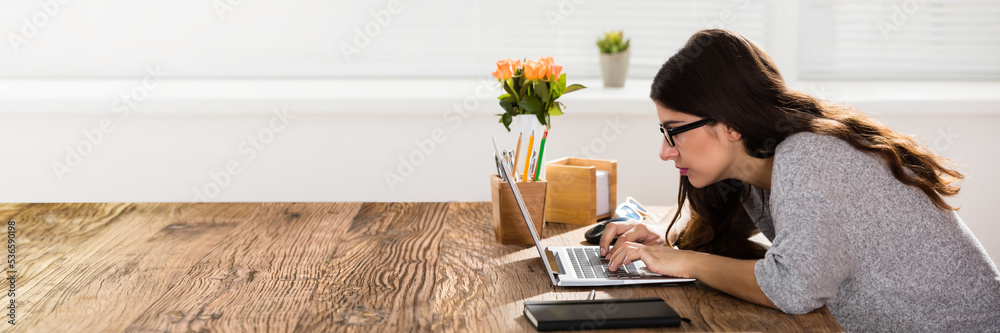 Businesswoman Sitting In Wrong Posture Businesswoman Sitting In Wrong Posture