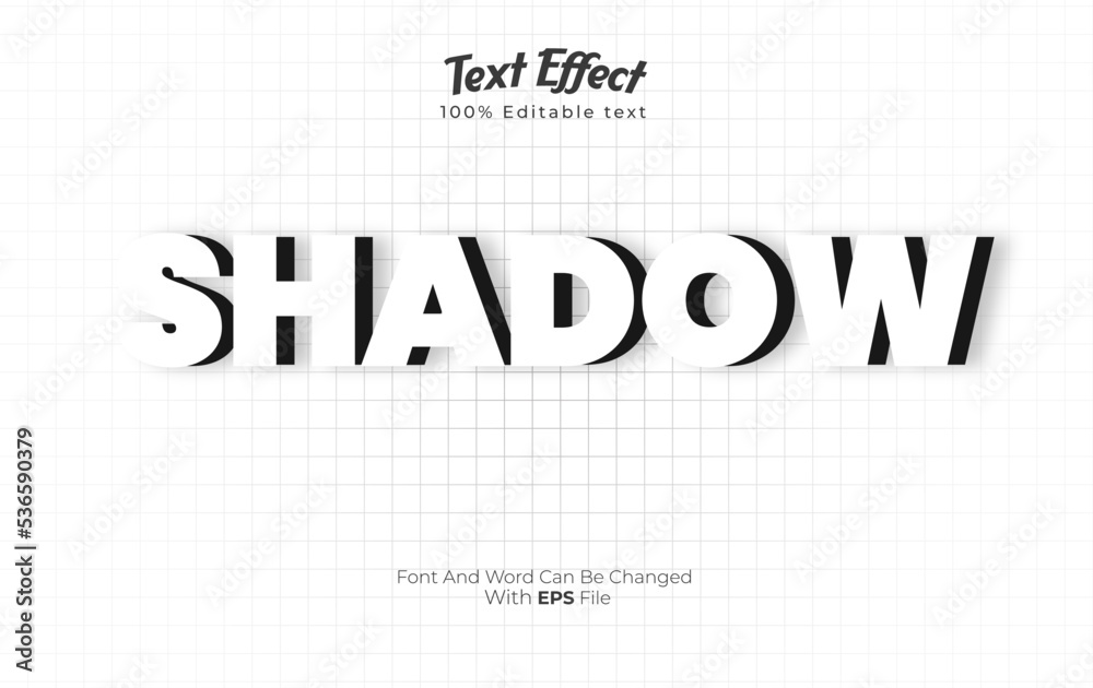 editable 3d shadow text effect with white background