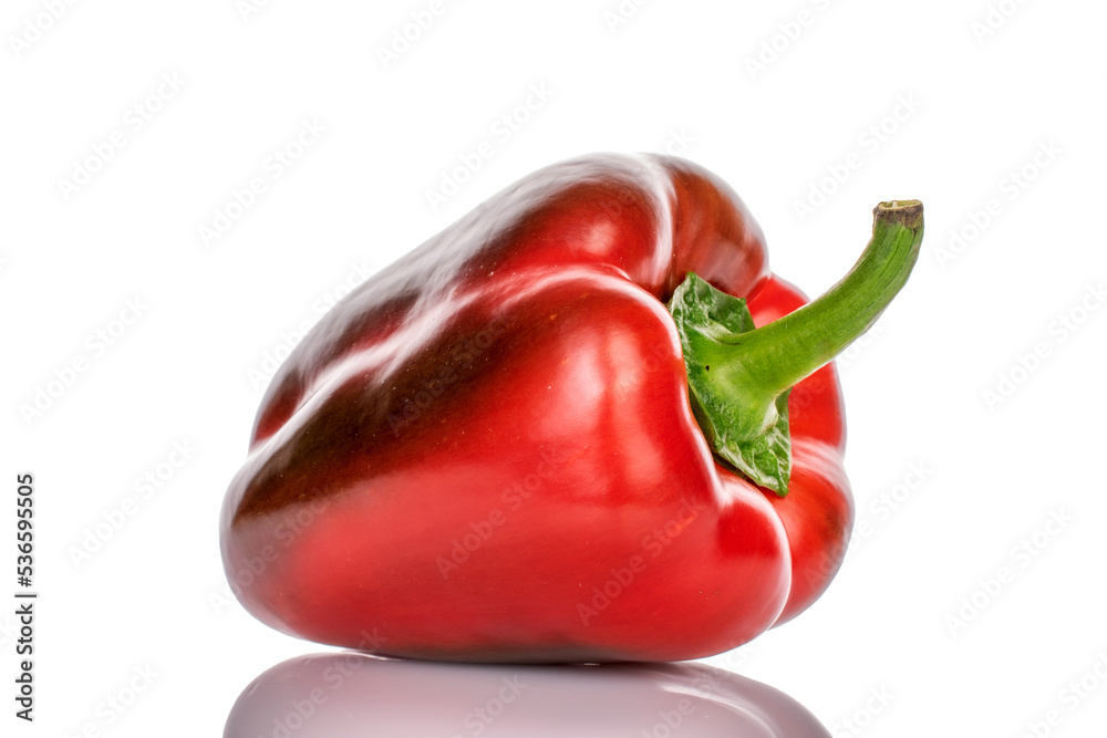 One juicy ripe, sweet peppers, close-up, isolated on white. One juicy ripe, sweet peppers, close-up, isolated on white.