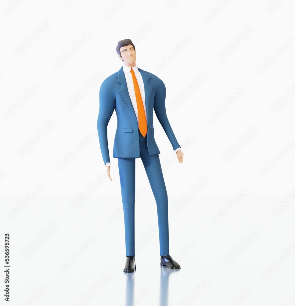 Successful businessman in suit. 3D rendering illustration Successful businessman in suit. 3D rendering illustration