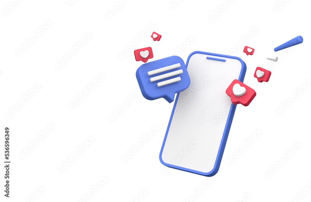 3d rendering of Speech bubble messages, bell notification, social media communication concept, chat box in social network and messenger with transparant background 3d rendering of Speech bubble messages, bell notification, social media communication concept, chat box in social network and messenger with transparant background