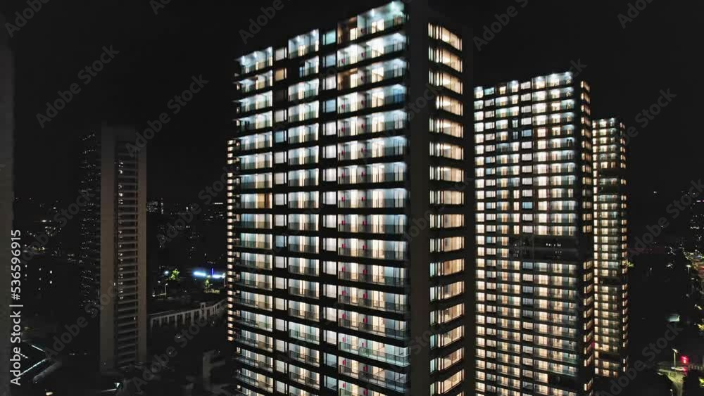 aerial view of residential buildings at night aerial view of residential buildings at night