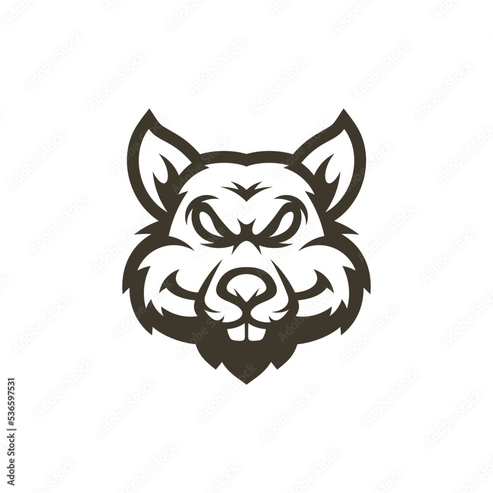 Rat head mascot esport logo template, Rat logo design vector