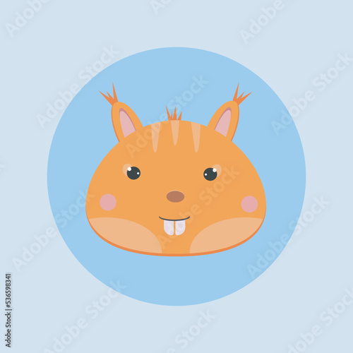 Cute kawaii cartoon 
red squirrel.Pet face, smiling animal. Vector illustration for design. Character in children's style for stickers, books, advertising, print. photo