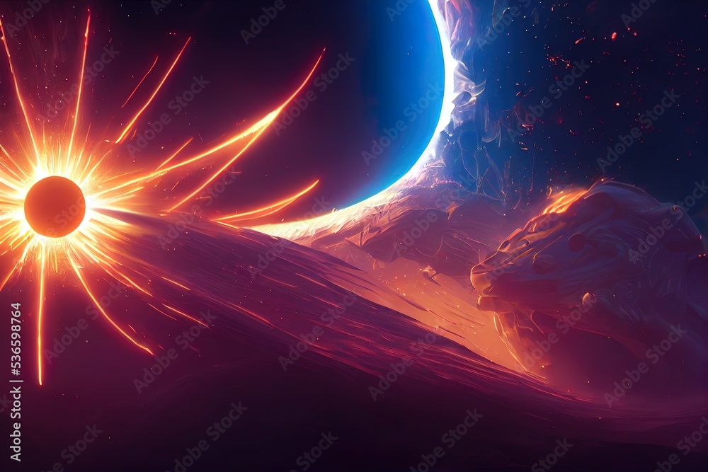 Exploding Star Planet Space Landscape - Digital Art, 3D Render, Concept ...