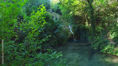 Krushunski waterfalls with turqoize waters and beautiful ecosystem