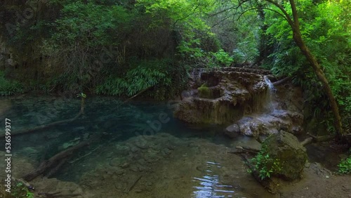 Krushunski waterfalls with turqoize waters and beautiful ecosystem