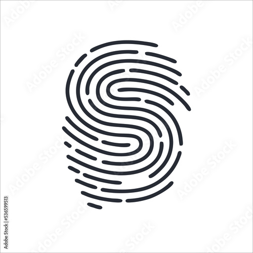 S letter line logo. Vector fingerprint design